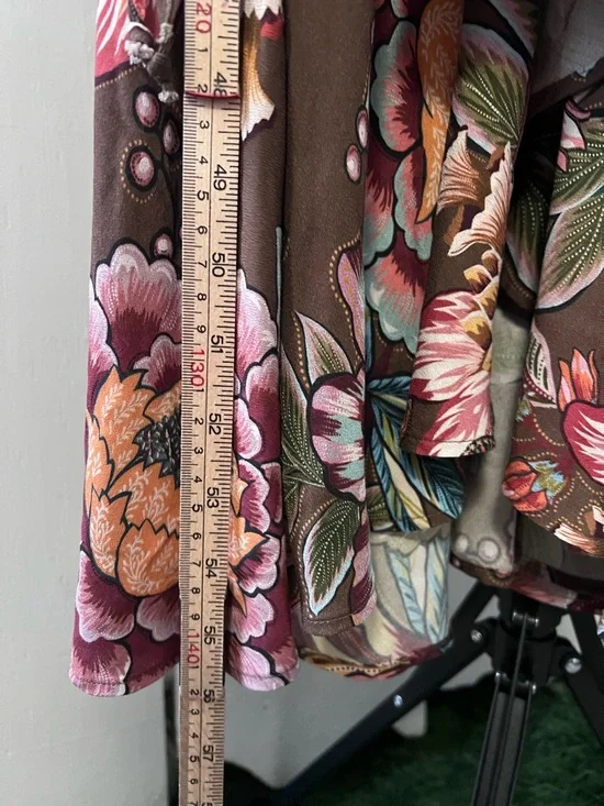 Farm Rio Anthropologie Valentina Floral Maxi Dress Brown Boho Kimono Sleeve Sz S - Picture 14 of 16